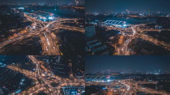南京新庄立交桥夜景延时摄影
