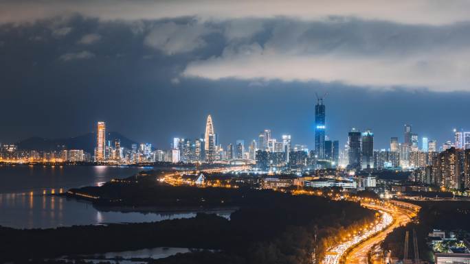 大湾区深圳城市夜景延时视频素材