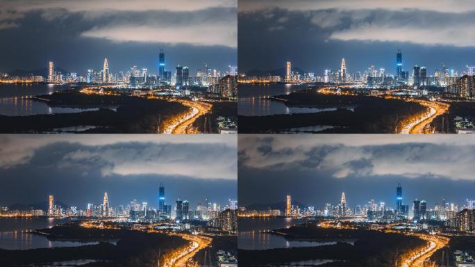 大湾区深圳城市夜景延时视频素材