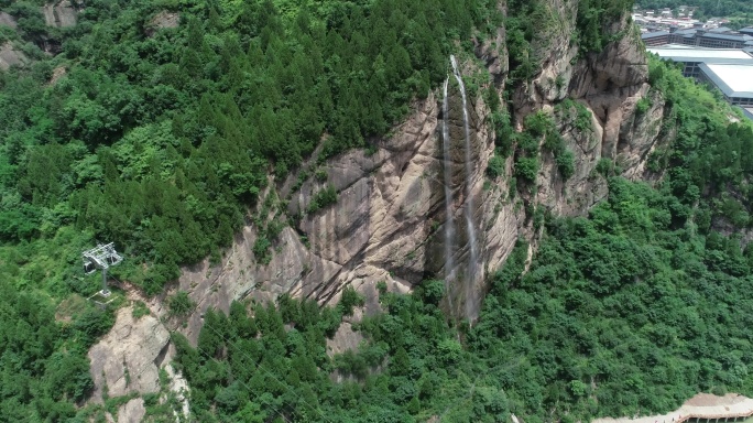 九龙山风景区航拍4K宝鸡旅游九龙山瀑布