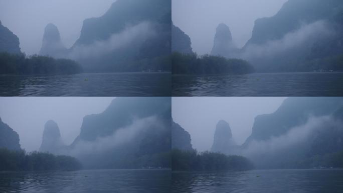 云雾风景山水河流实拍