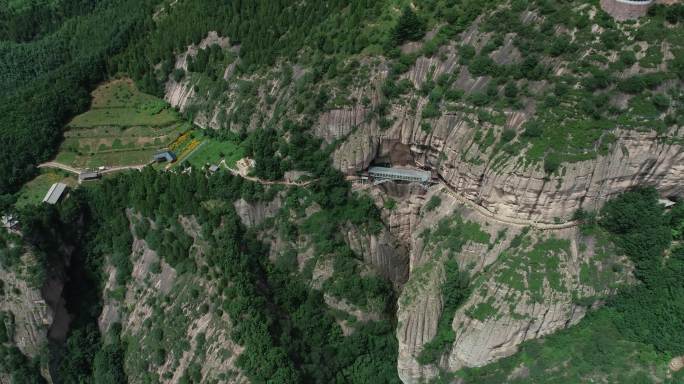 俯瞰九龙山风景区航拍4K宝鸡旅游玻璃栈道