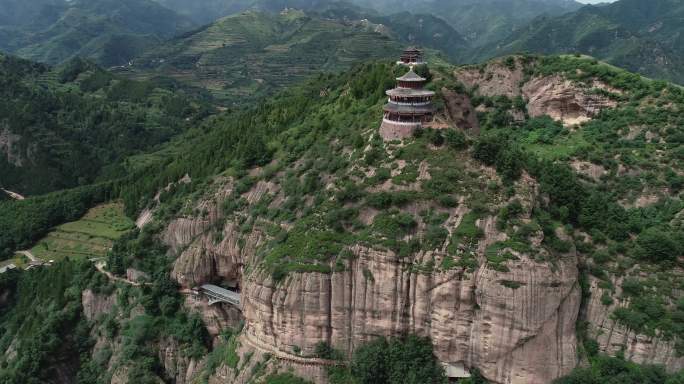 俯瞰九龙山风景区航拍4K宝鸡旅游玻璃栈道