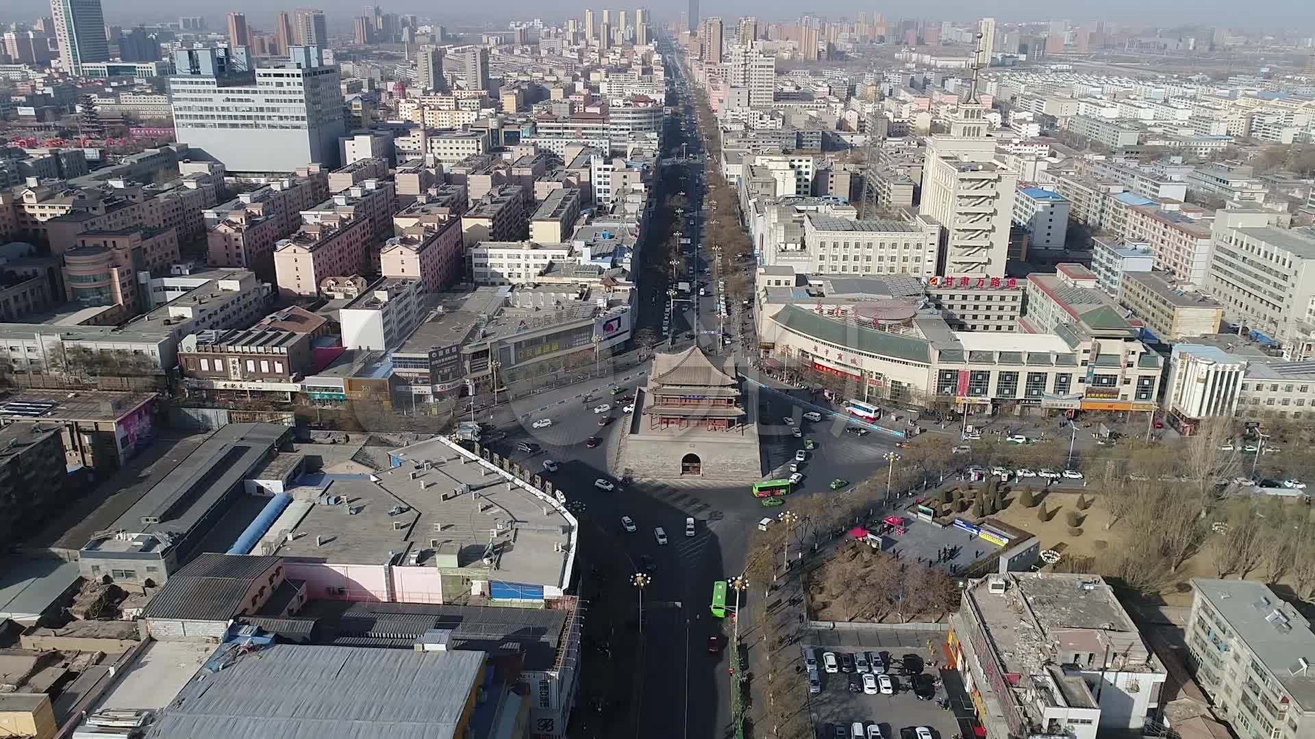 张掖钟鼓楼航拍_1920x1080_高清视频素材下载(编号:6745172)_实拍视频