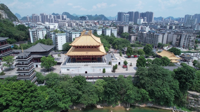 航拍柳州文庙建筑风格
