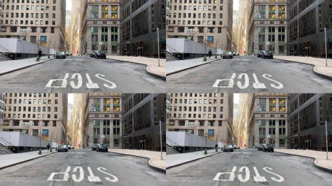 纽约金融区空旷的街道