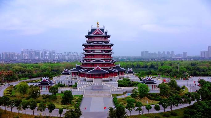 沙沟湖公园地标古建筑高清素材