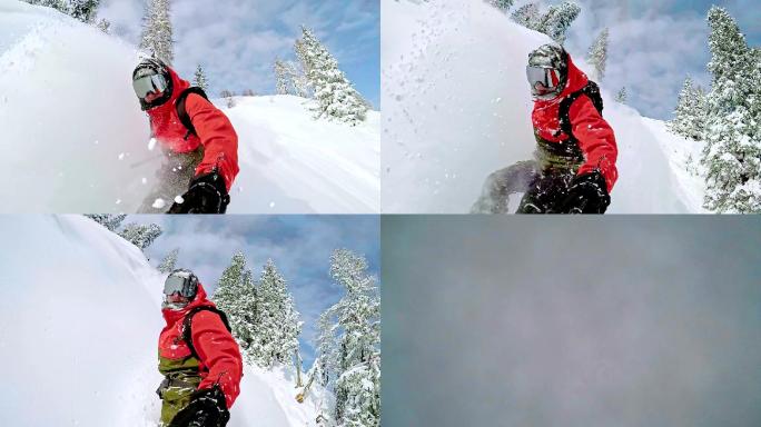 自拍慢动作自由式滑雪