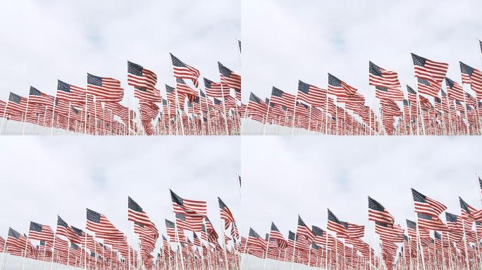飘扬的许多美国国旗