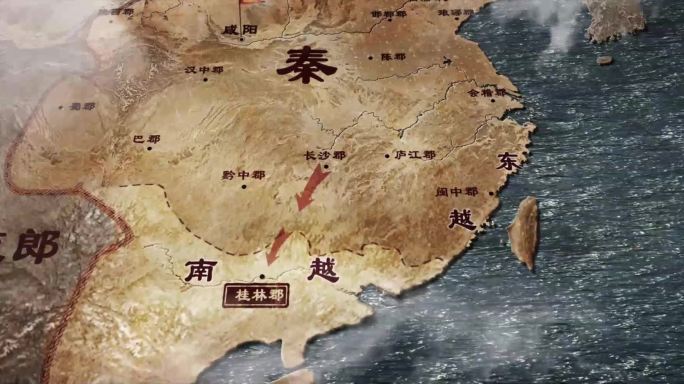 秦朝中国古代地图行军线路演示动画