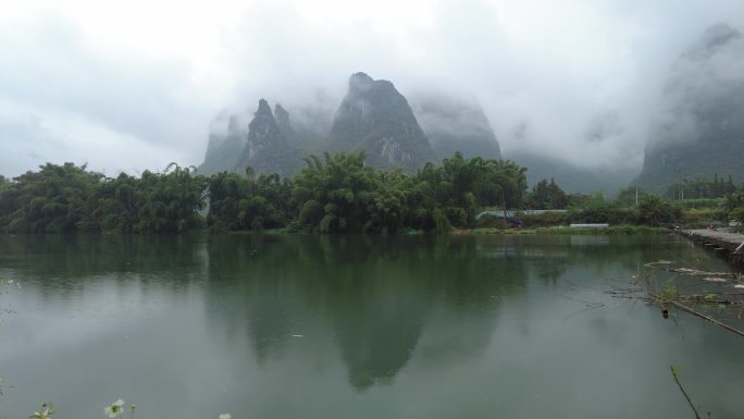 云雾风景山水河流视频