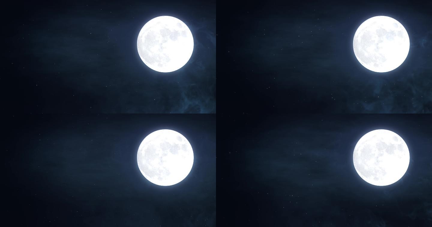月亮圆月挂在天边循环视频素材