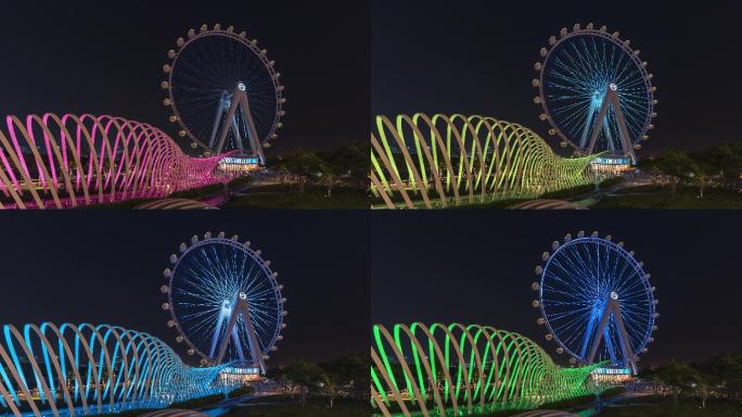 深圳前海湾区之光摩天轮夜景延时视频