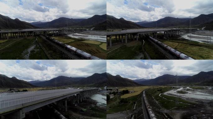 西藏 交通 桥 蓝天 白云 山 风景