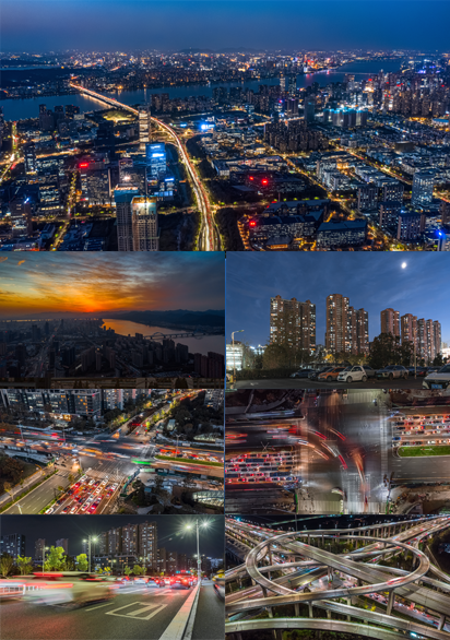 杭州滨江 城市全景 车流 繁忙都市 高架