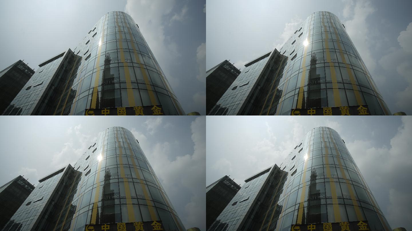 「有版权」上海高楼大厦玻璃幕墙延时4K4