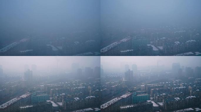 城市迷雾散去4K延时素材