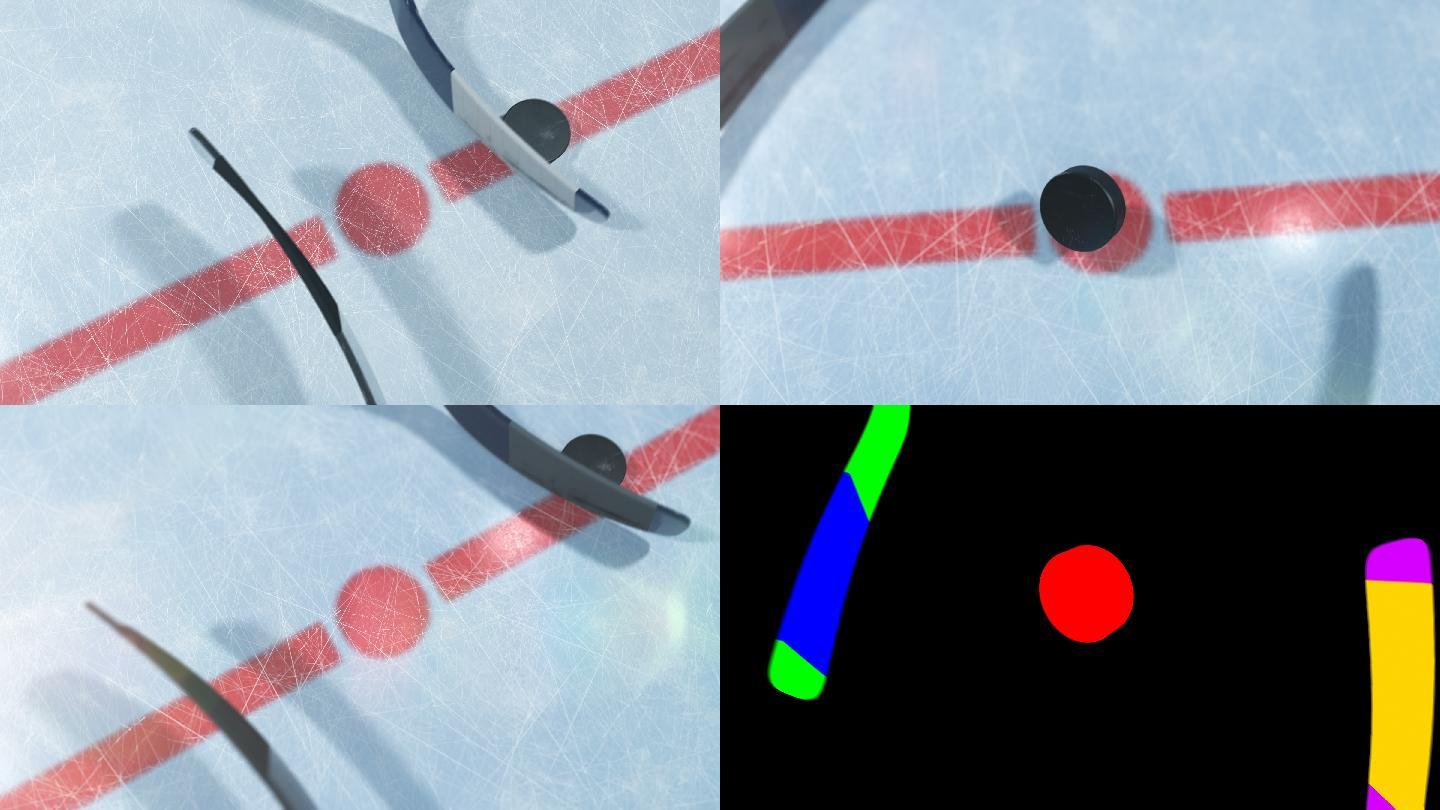 冰球棍慢动作的3d动画