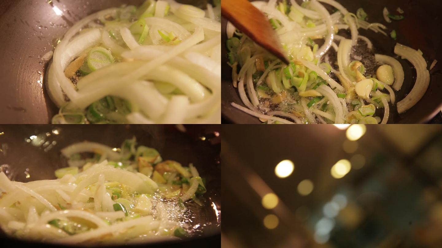 葱姜炝锅炒制底料  (5)