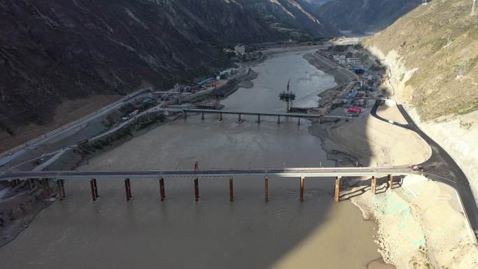 西藏四川金沙江大桥航拍