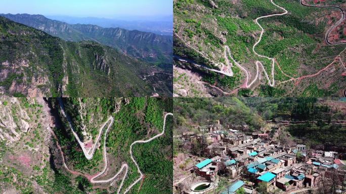 青山绿水 大山里的山村  深山公路