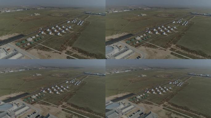 航拍空镜平原蒙古包草原
