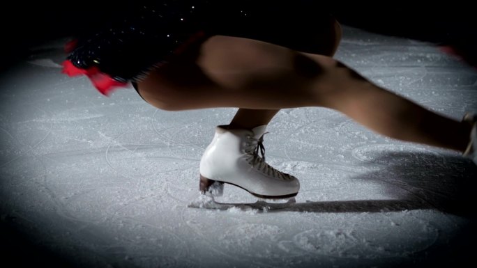 花样滑冰运动员在冰上旋转时保持着平衡。