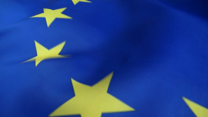 欧盟国旗五星特写旗帜飘扬国际化