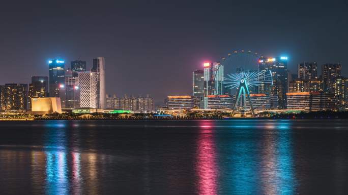 深圳前海湾区之光摩天轮夜景延时视频