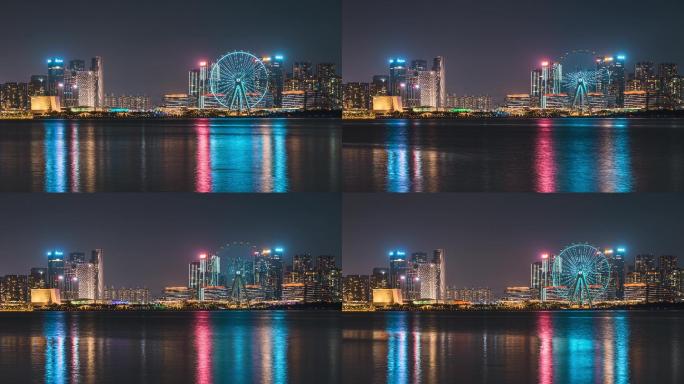 深圳前海湾区之光摩天轮夜景延时视频