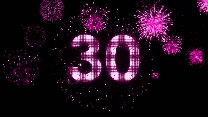 4K粉紫色霓虹灯60秒跨年倒数视频~1