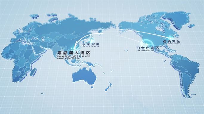 简洁干净E3D世界地图 四大湾区 02