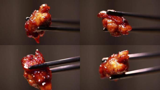 筷子夹起一块多汁鸡肉 (3)