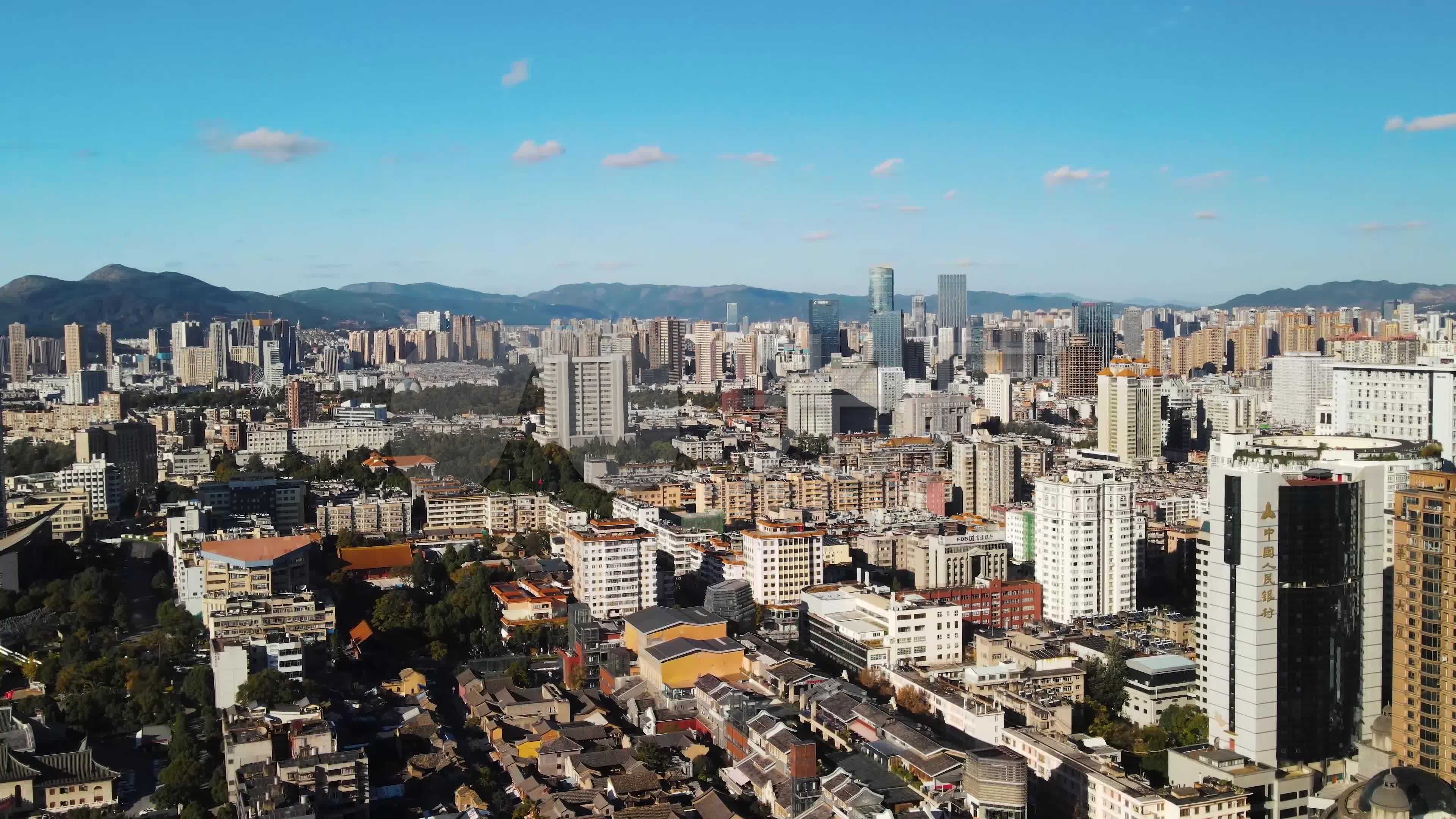 航拍昆明老街历史建筑及特色一颗印