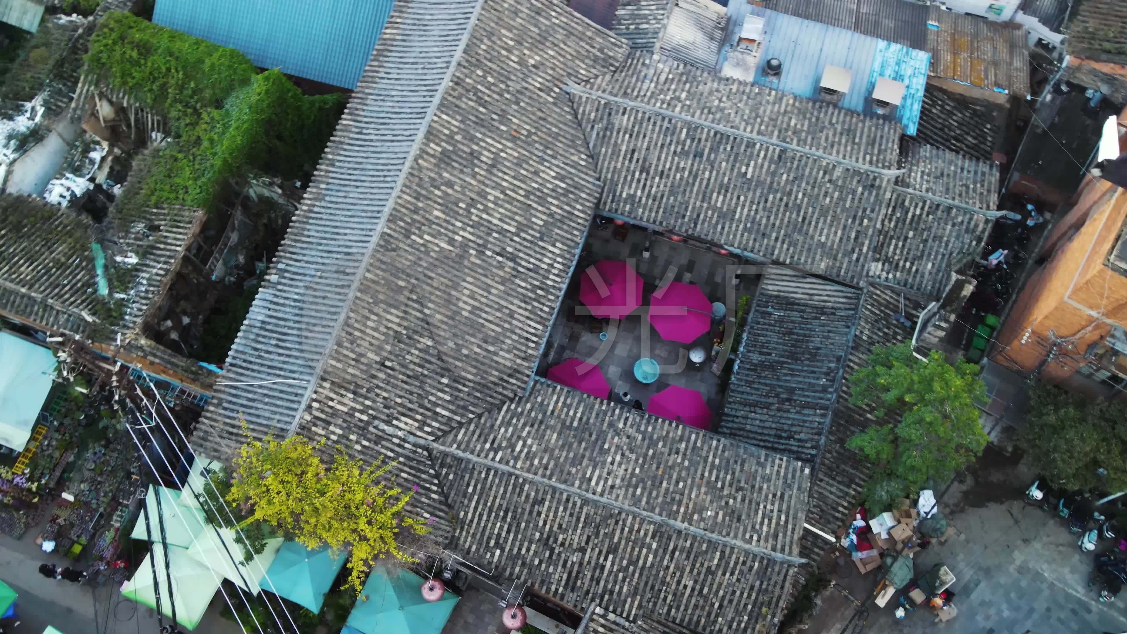航拍昆明老街历史建筑及特色一颗印