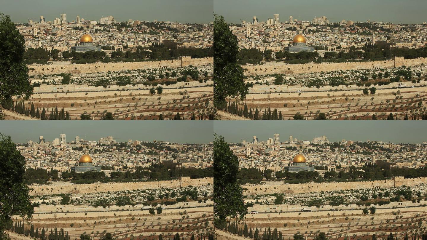 耶路撒冷的天际线和以色列的金色岩石穹顶