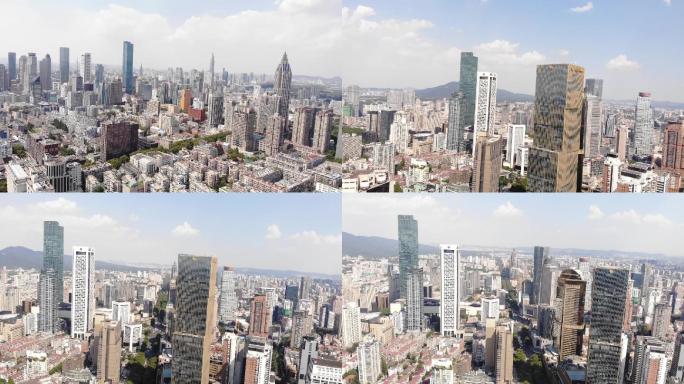 航拍南京新街口地标建筑繁华城市风景高楼