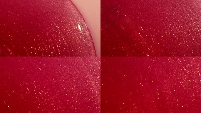 红色金粉液态流体微距