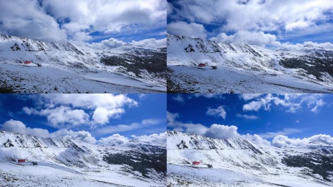 甘孜阿坝川西高原雪山夹金山云卷延时雪景