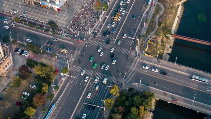 车流十字路口近景 1080P