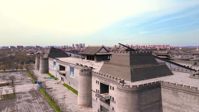 4K航拍天津滨海新区北塘古镇炮台4个画面