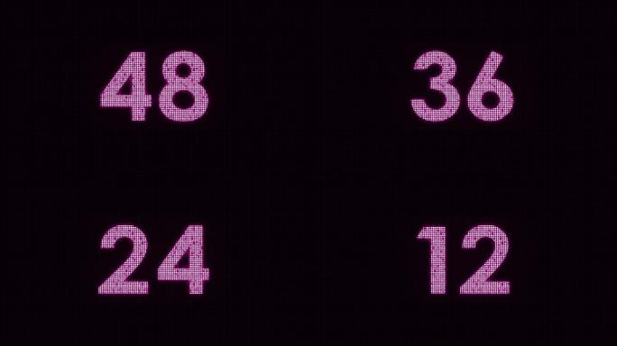 4K粉紫色霓虹灯60秒倒数视频