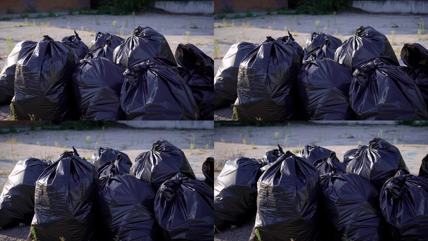 黑色垃圾袋垃圾分类处理保护爱护环境环保