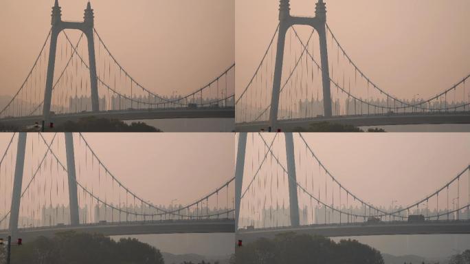 4K重度雾霾下长沙城市桥梁延时空镜