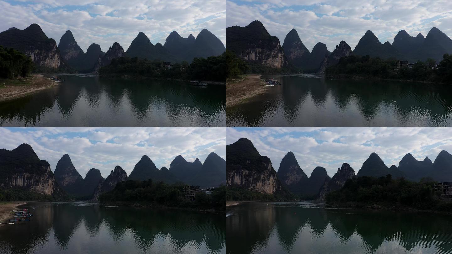 桂林 山林 河 船 蓝天 白云 风景