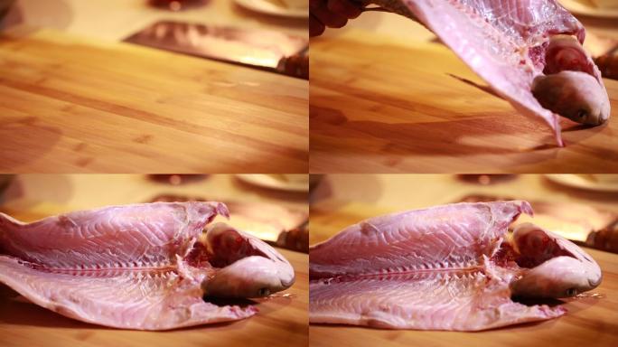 开膛清洗鱼肉切块 (4)