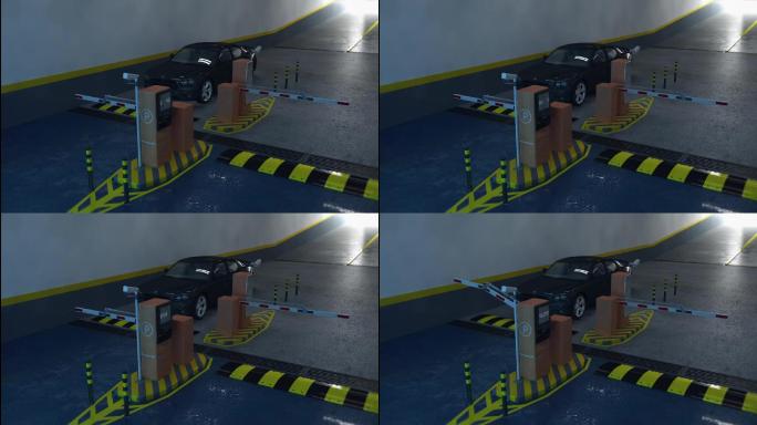 汽车进停车场车三维镜头