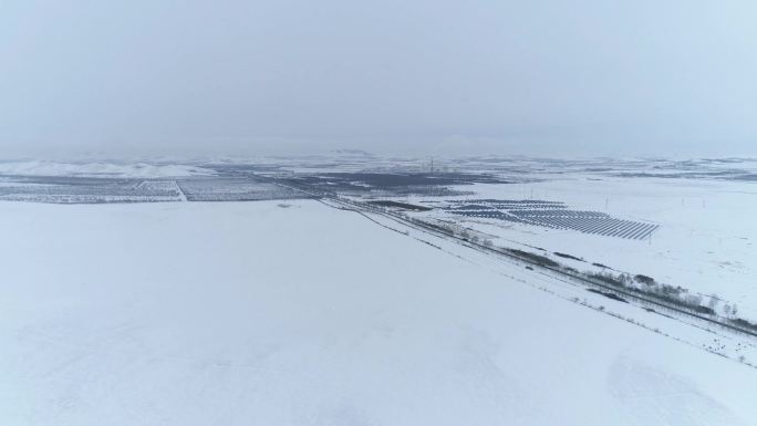 冬季广阔雪景航拍空镜