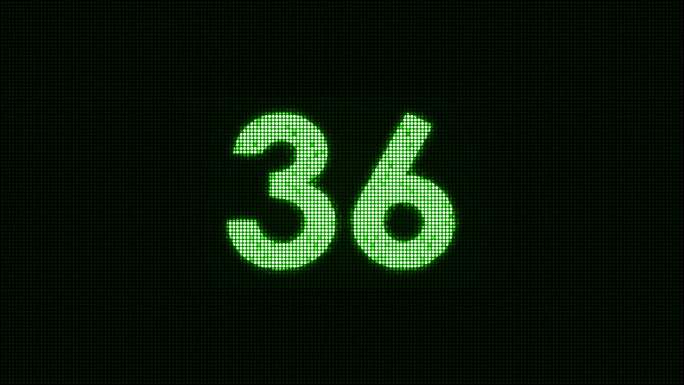 4K绿色霓虹灯60秒倒数视频