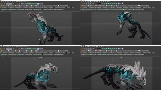 C4D猛兽模型动作全套工程
